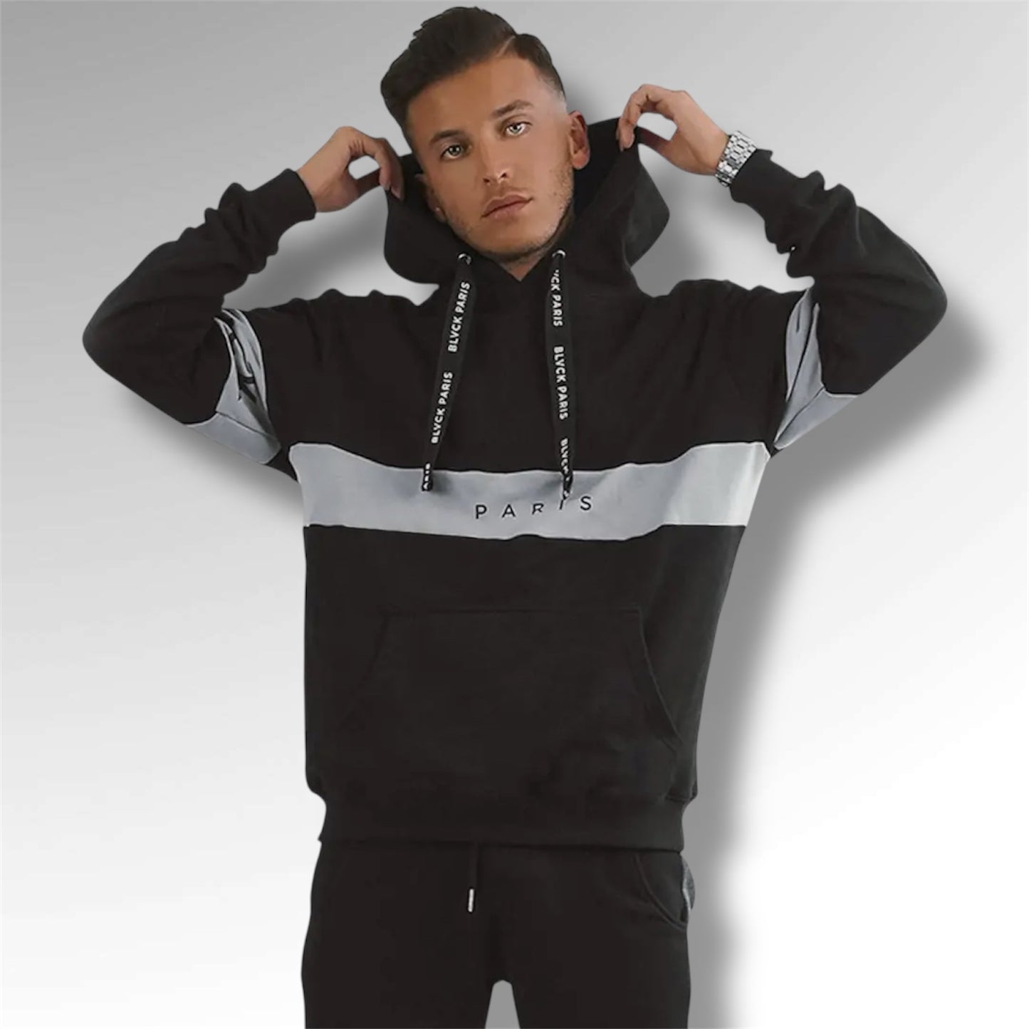 Sweat à capuche à rayures BLACK PARIS